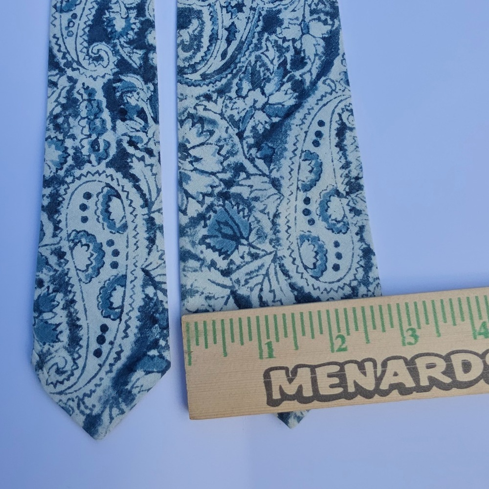 Vintage Polo Ralph Lauren Necktie Mens Classic One Size Blue White Paisley Silk - Picture 4 of 4